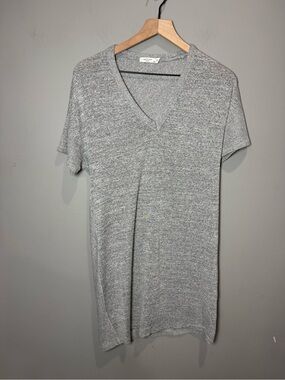 Rag‎ & Bone Gray Marled V-Neck Short Sleeve Knit Tee Dress Size M